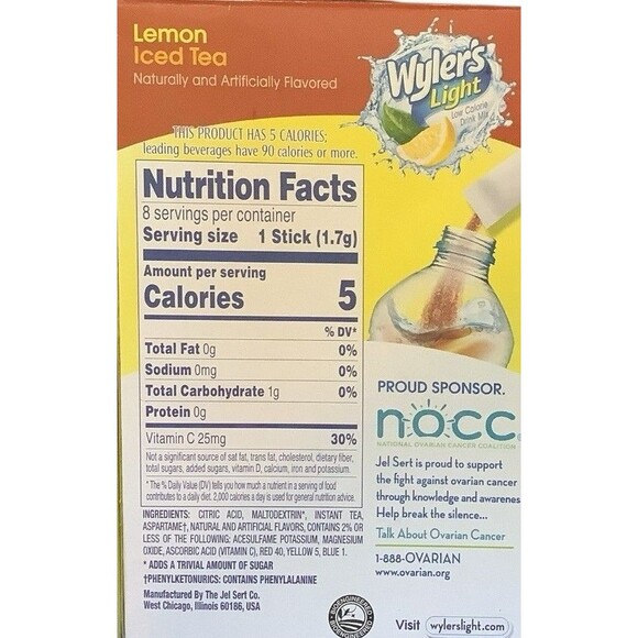 Wyler’s Lemon Iced Tea 6 Boxes Of 8 Single Sticks Sugar Free New - Picture 4 of 4